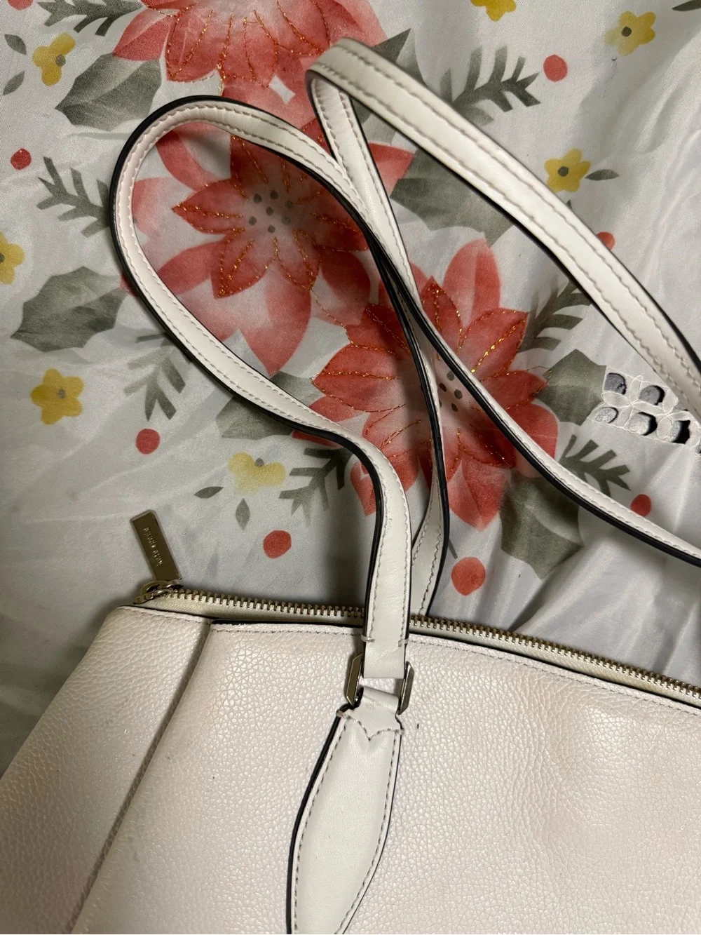 kate spade Cream Leather Shoulder Tote